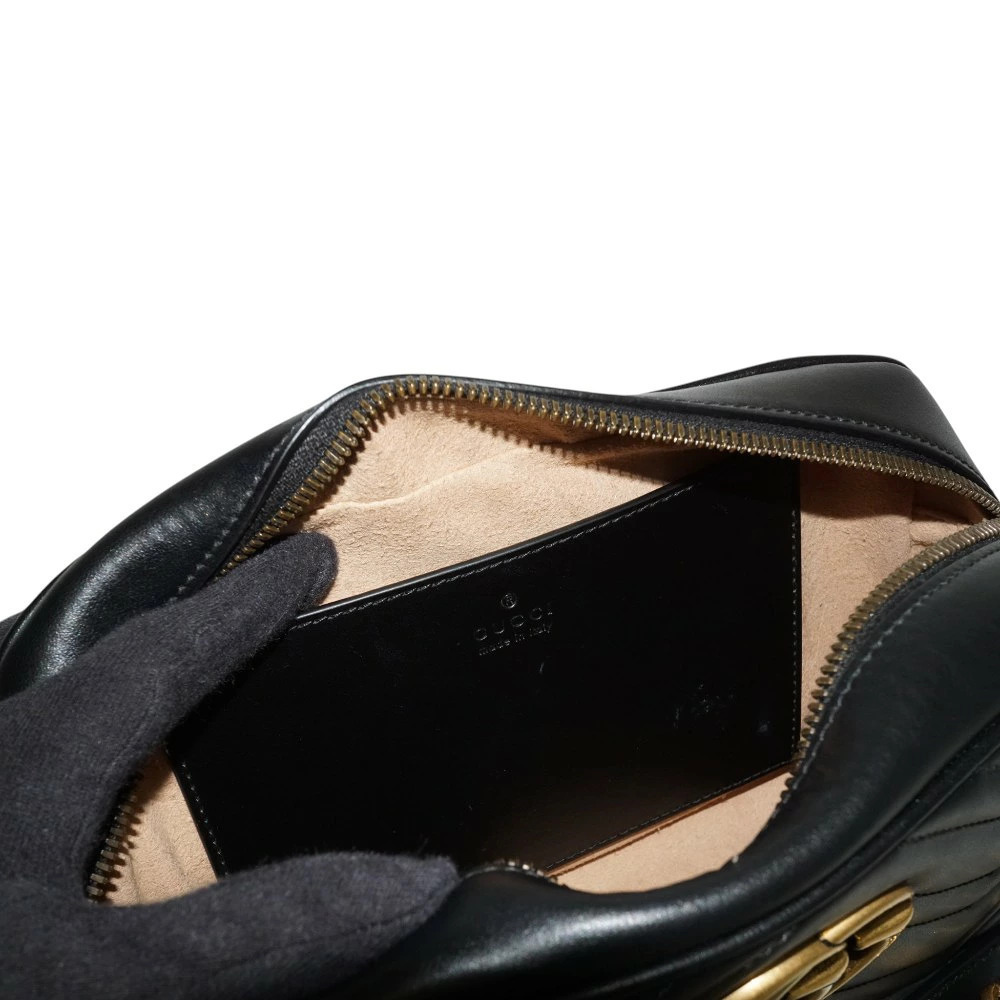 Gucci Shoulder Bag GG Marmont Leather Black